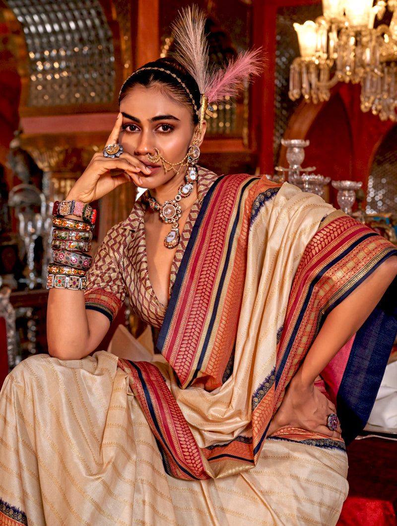 Tahira Beige Saree - Nonita Fashion