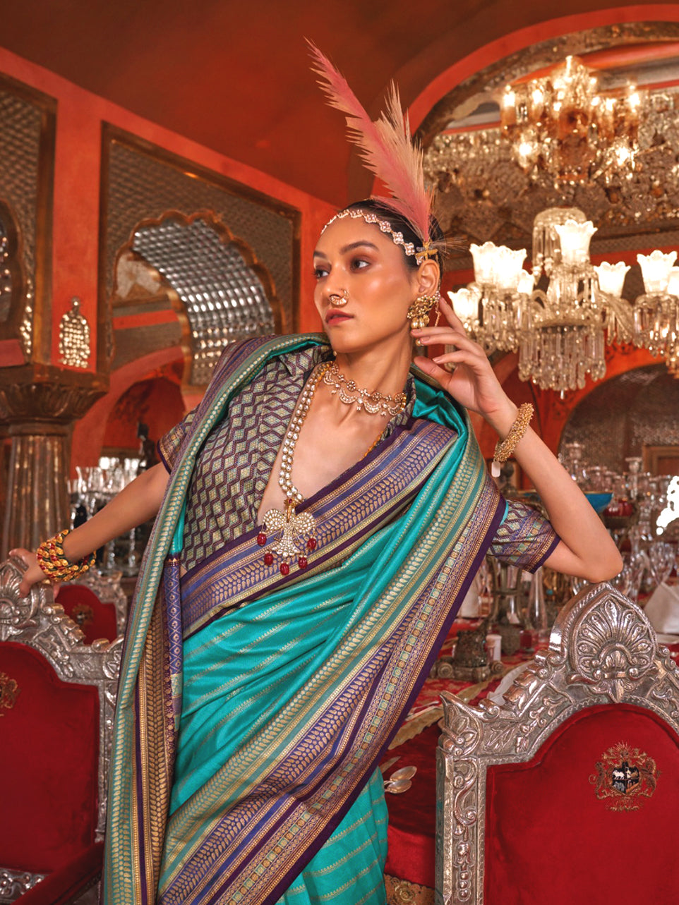 Tahira Aqua Saree - Nonita Fashion