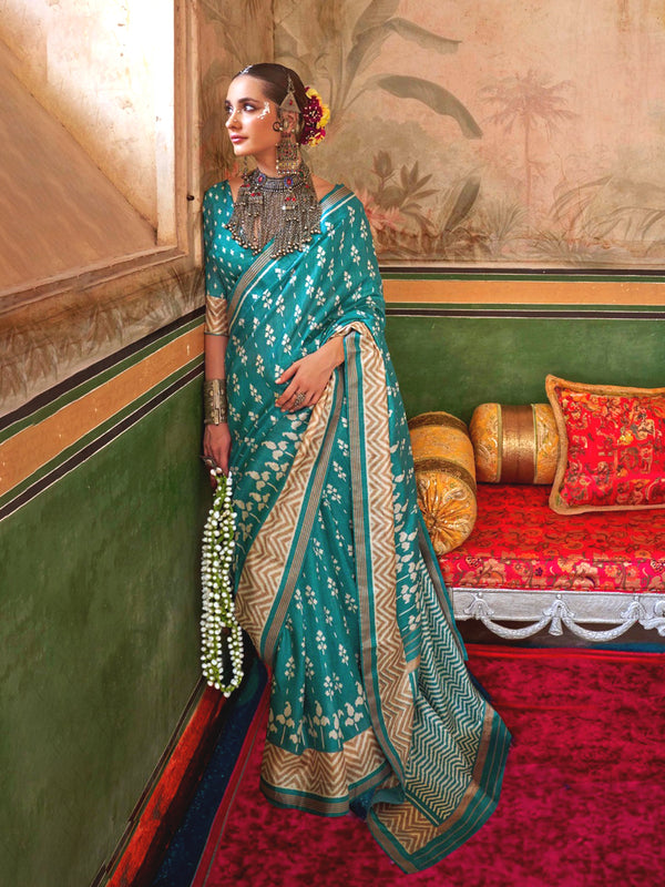 Elena Cyan Saree - Nonita Fashion