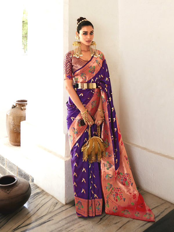 Meera Violet Saree - Nonita Fashion