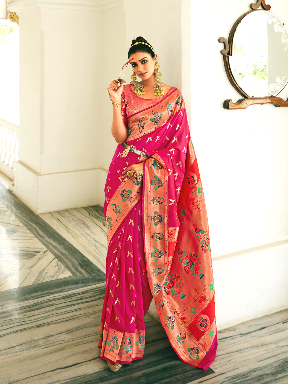 Meera Pink Saree - Nonita Fashion