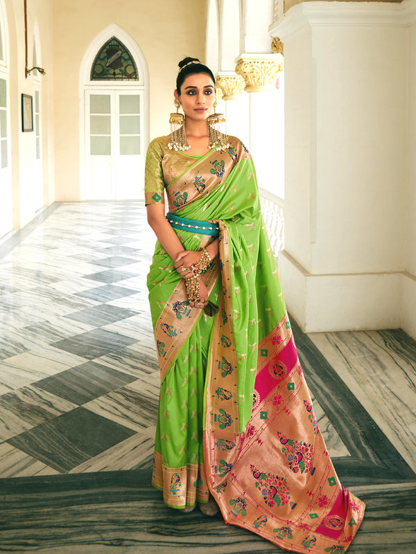 Meera Lemon Green Saree - Nonita Fashion