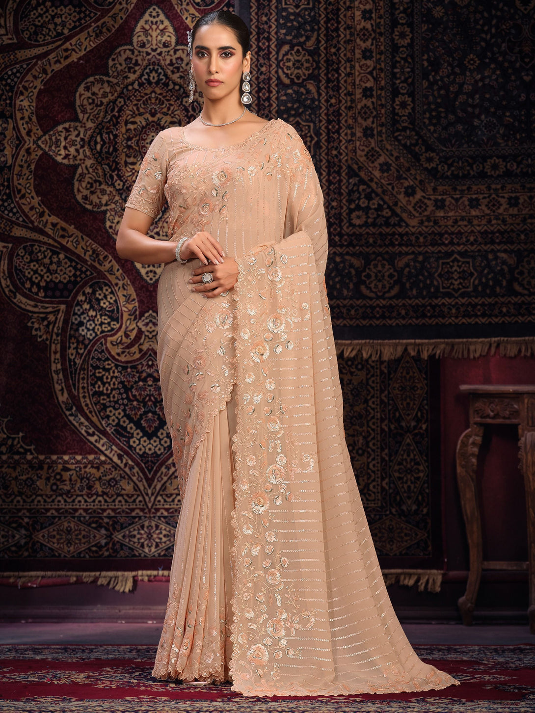 Sandy Elegance Georgette Saree - Nonita Fashion