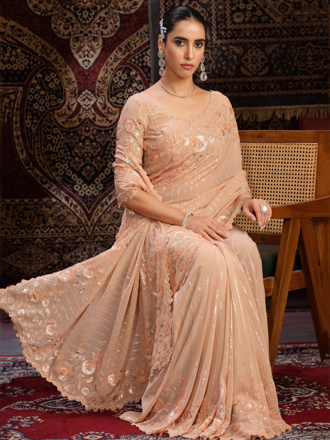 Sandy Elegance Georgette Saree - Nonita Fashion