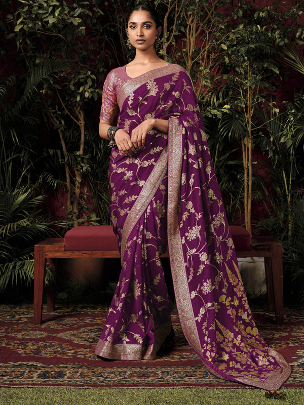 Cranberry Dream Silk Saree - Nonita Fashion