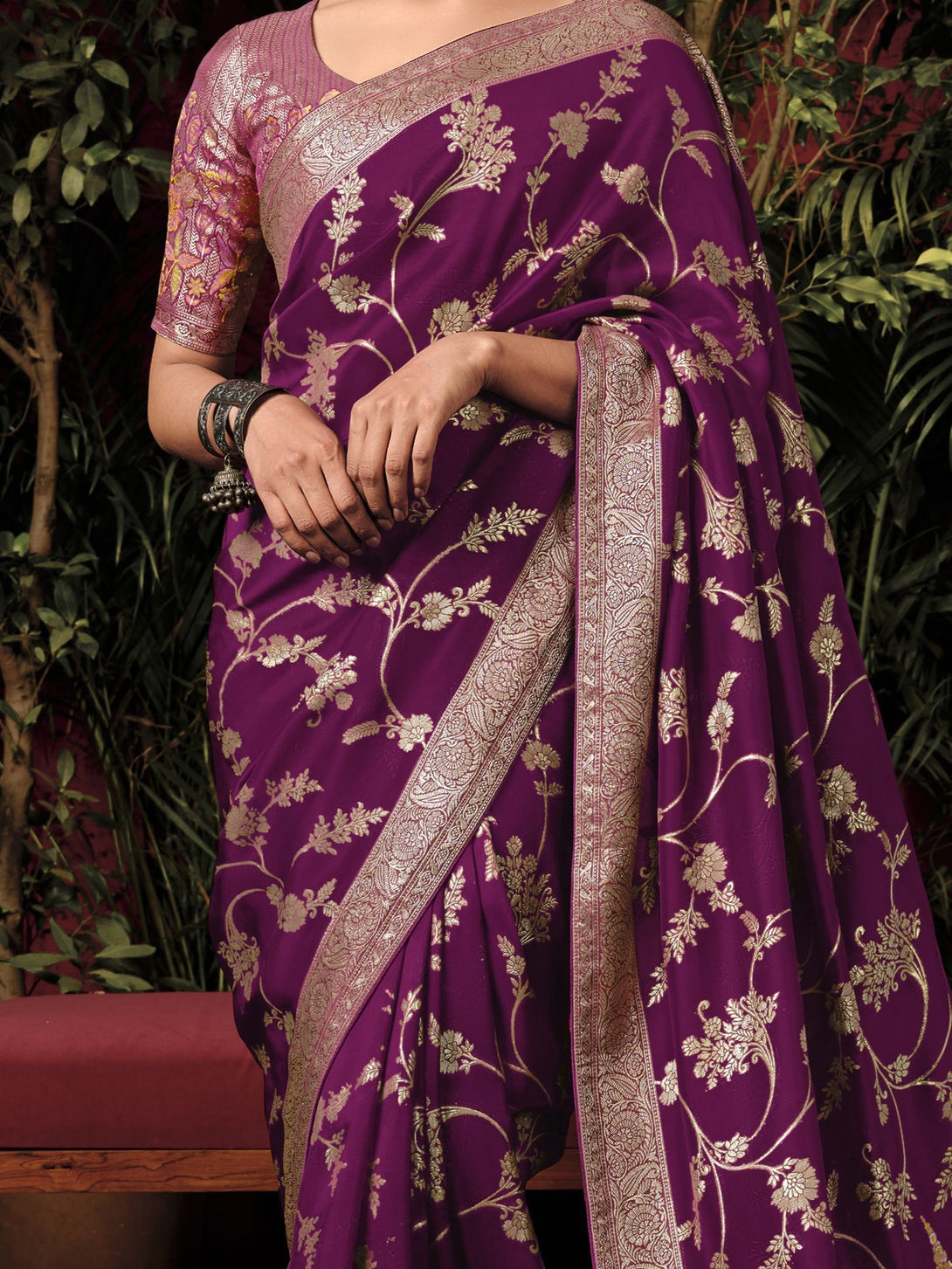 Cranberry Dream Silk Saree - Nonita Fashion