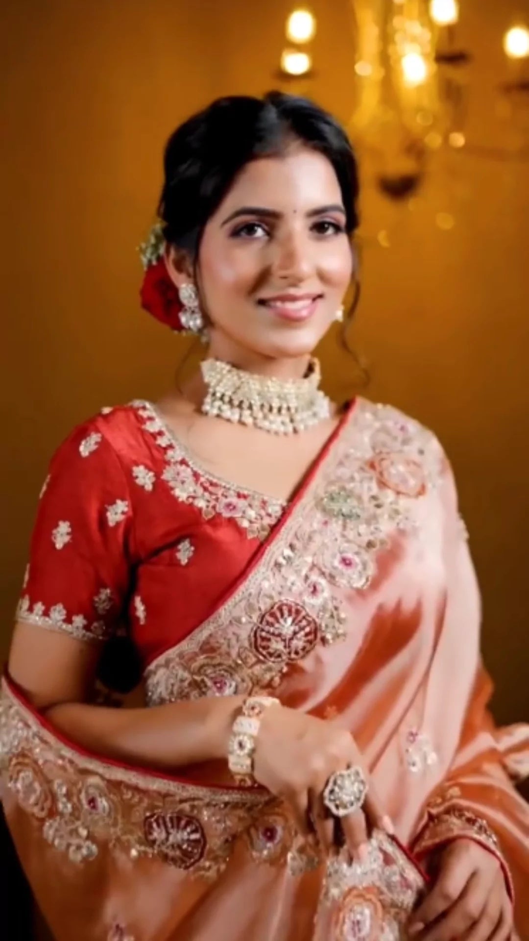 Orange Silk Saree with Embroidery Borders and Pallu Designs 