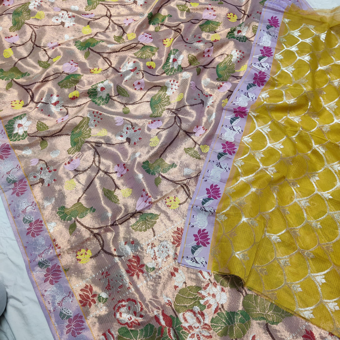 Peach Handloom Pethani Silk Saree with Pure Zari Work
