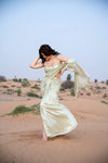 Yellow Georgette Saree with All-Over Gold Sequin Work by Label Nonita