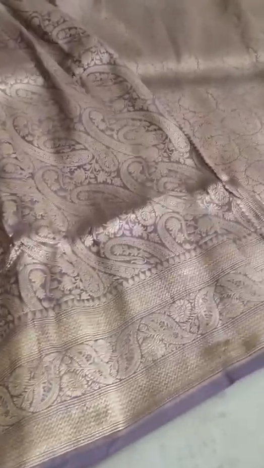 Purple Paisley Handloom Banarasi Katan Silk Saree with Zari Work
