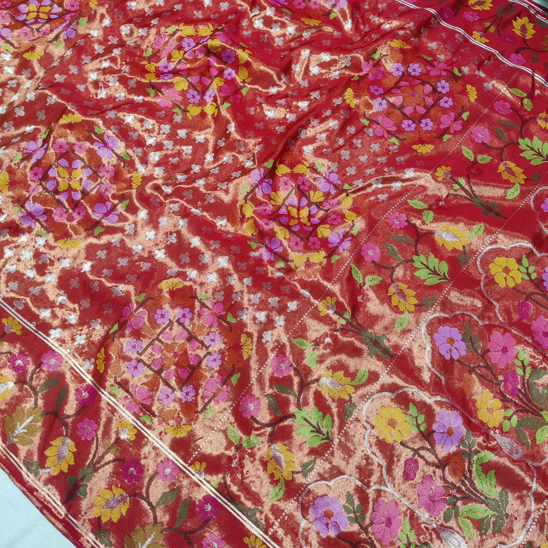 Red Handloom Kanchipuram Silk Saree with Pure Zari Work
