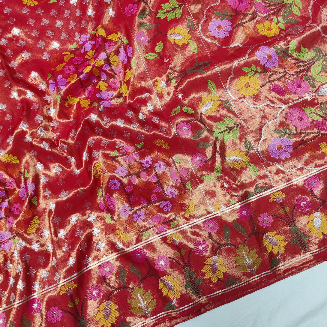 Red Handloom Kanchipuram Silk Saree with Pure Zari Work
