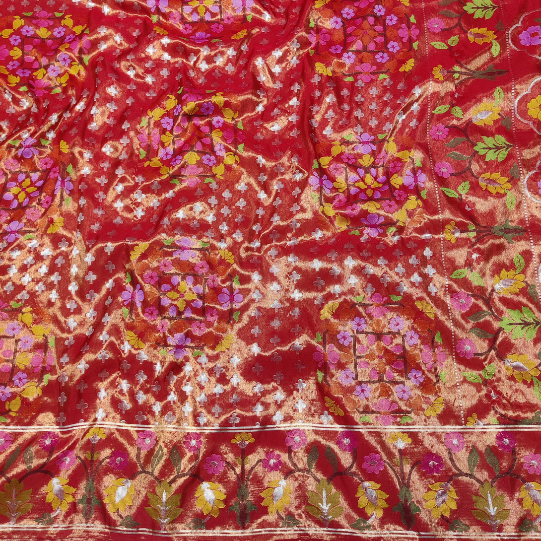 Red Handloom Kanchipuram Silk Saree with Pure Zari Work
