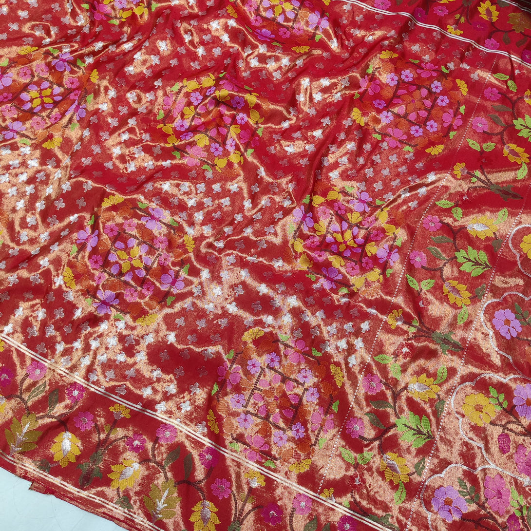 Red Handloom Kanchipuram Silk Saree with Pure Zari Work
