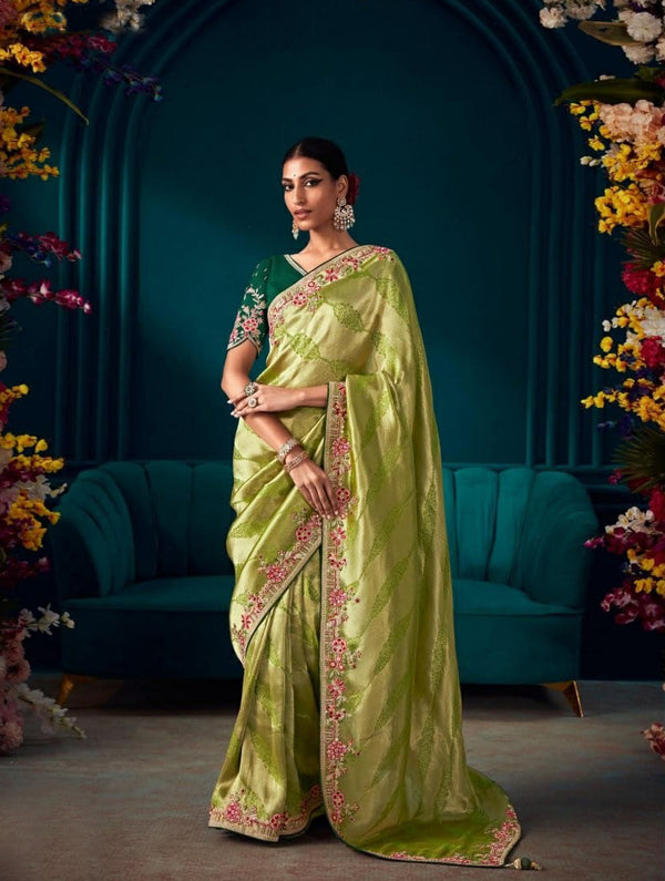 Kanchi Verdant Opulence Silk Saree - Nonita Fashion