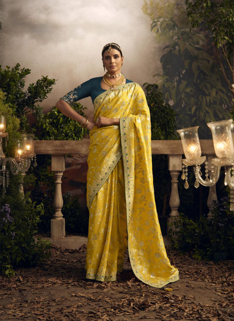 Lemon Glimmer Silk Saree - Nonita Fashion