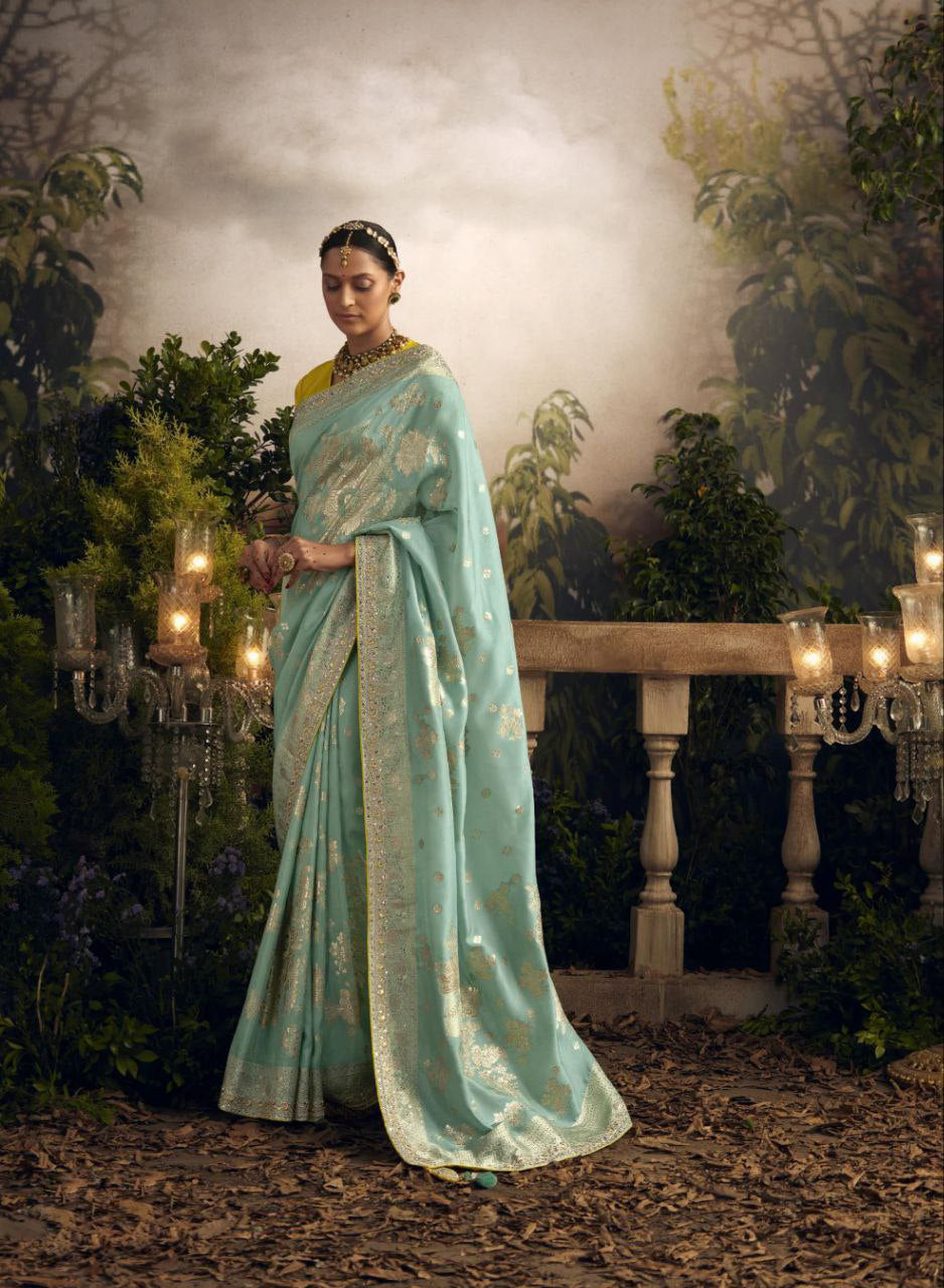 Aqua Serenity Silk Saree - Nonita Fashion