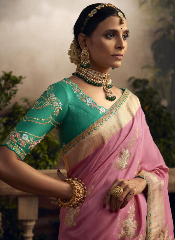 Blush & Mint Harmony Silk Saree - Nonita Fashion