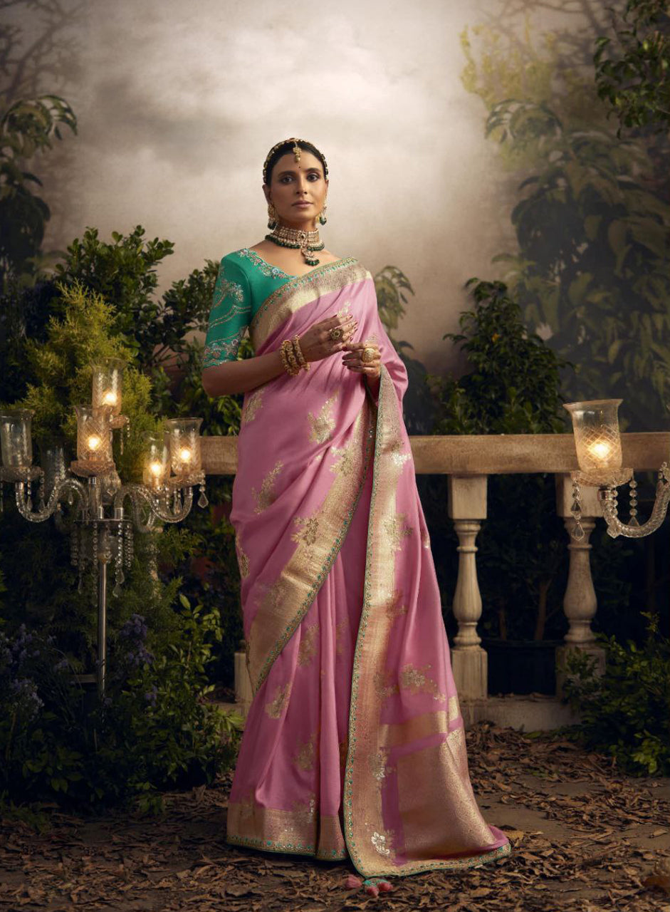 Blush & Mint Harmony Silk Saree - Nonita Fashion