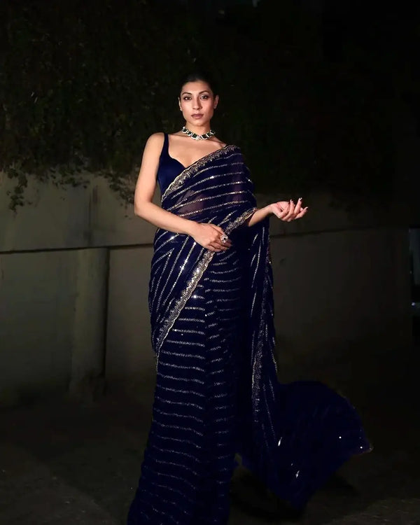 Sequins Vibe Cobalt Saree