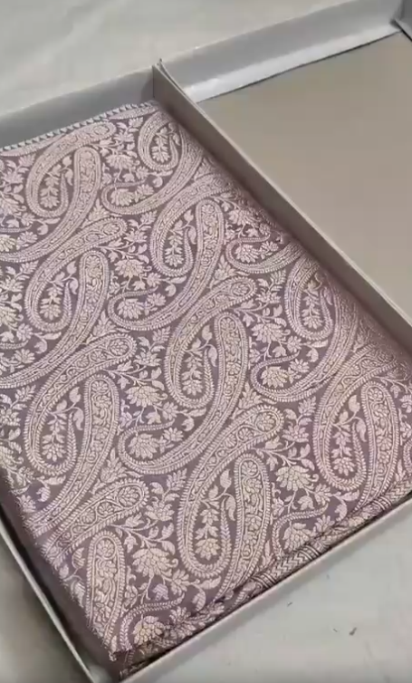 Purple Paisley Handloom Banarasi Katan Silk Saree with Zari Work