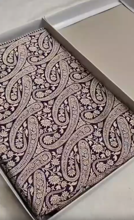 Black Paisley Handloom Banarasi Katan Silk Saree with Zari Work