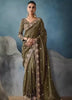 Olive Green Tissue Silk Saree with Border Design Embroidery work
